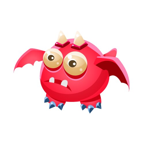 Pink Dragon with Horns - Cute Fantasy Monster Vector Image