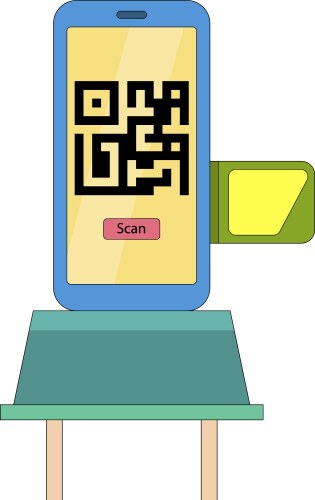 Smartphone displaying multifunctional qr code vector image