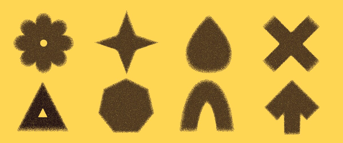 Noise gradient geometric shape set y2k stippling vector image