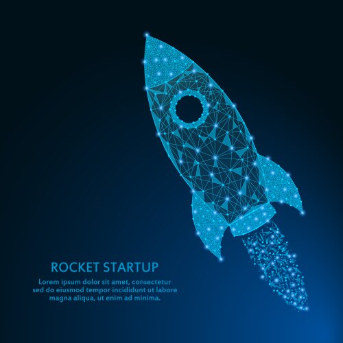 Digital rocket launch from the human abstract palm