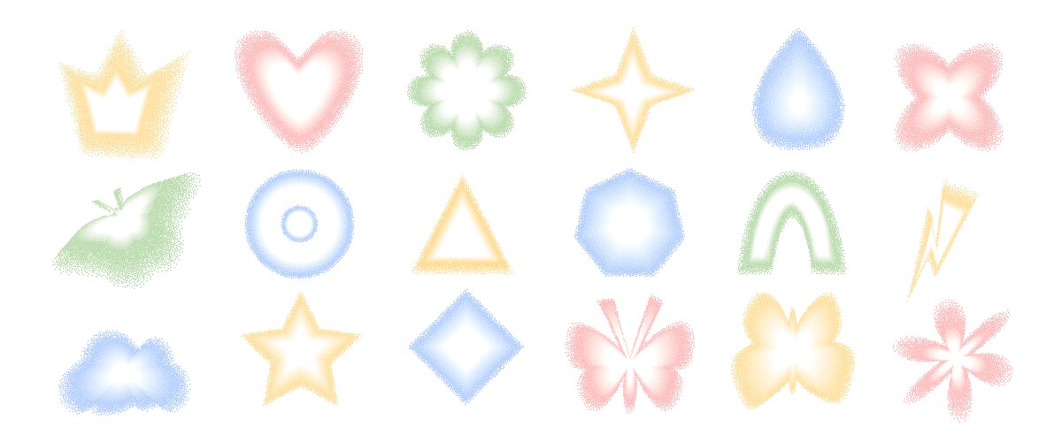 Grain color noise gradient geometric shape set vector image
