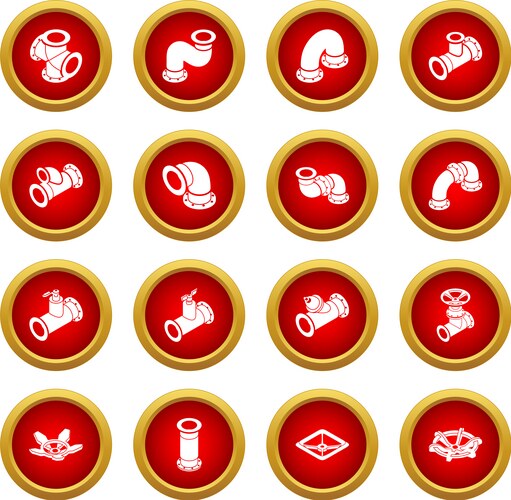 Pipeline constructor icons set isometric style vector image