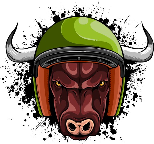 Bull biker with helmet motorcycle logo Vector Image