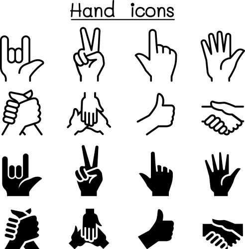 Four hand line icon on white background Royalty Free Vector