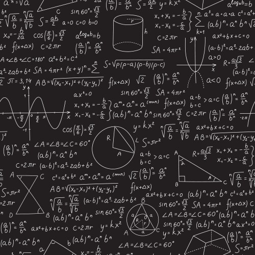 Math numbers and formulas seamless pattern graphs vector image