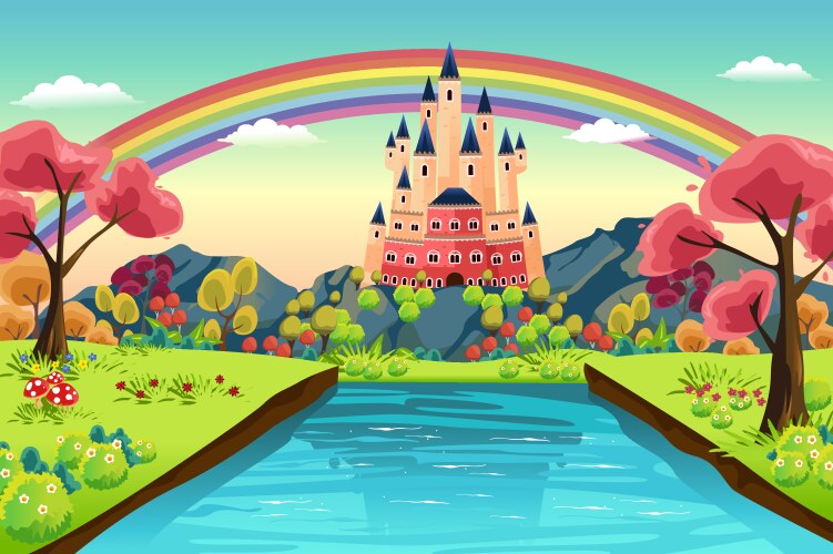Fairy tale castle landscape Royalty Free Vector Image