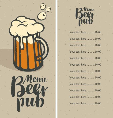Beer menu Royalty Free Vector Image - VectorStock