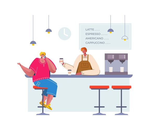 Trendy man in cafe doodle people drink beverage vector image