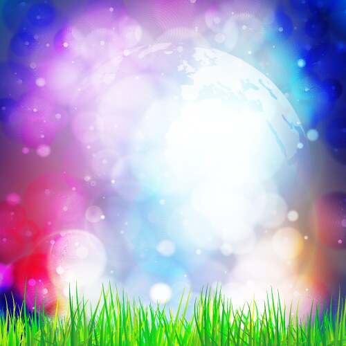 Abstract background of globe with grass view vector image