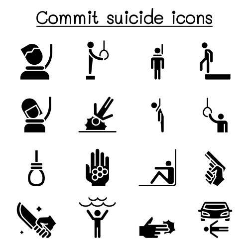 Commit suicide icon set in glyph style vector image