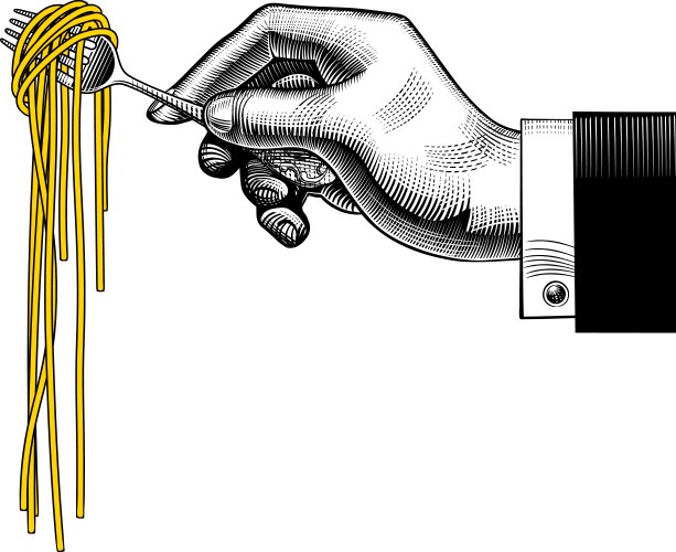 Vintage Fork and Spaghetti Hand