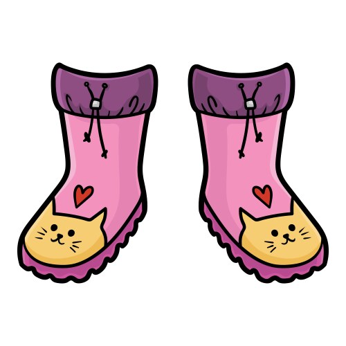 cartoon for kids rubber boots with a cat vector image