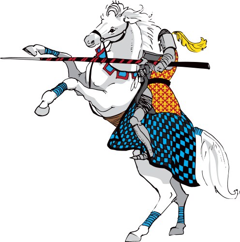 Jousting knight on horseback with lance Vector Image