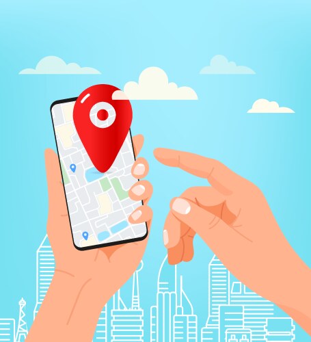Man with modern smartphone using navigation vector image