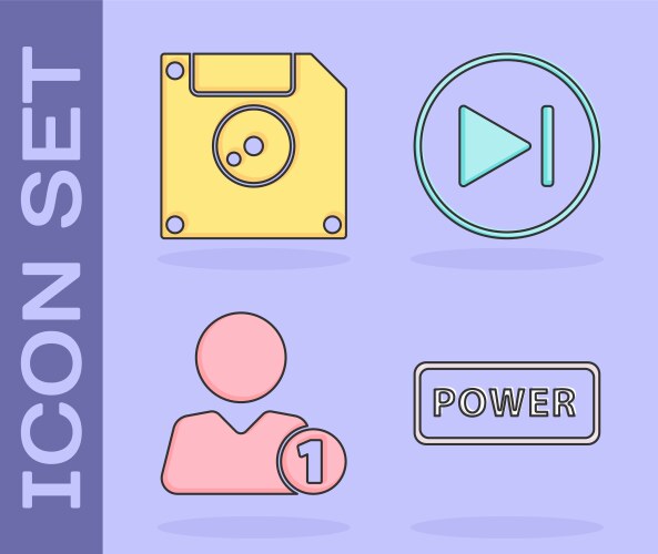 Set power button floppy disk for computer data vector image