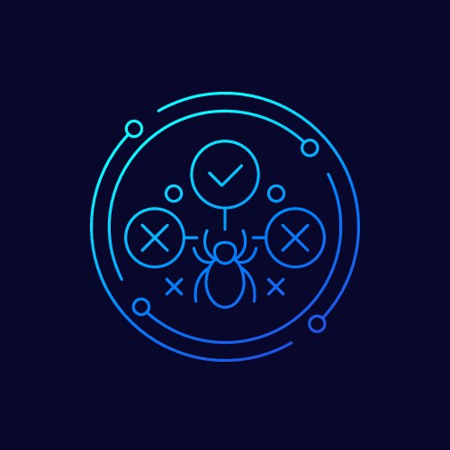 Debugging icon with a bug linear design vector image