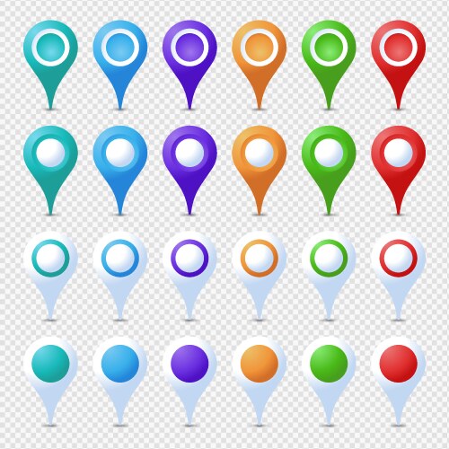 Location pins mega set marker 3d map pointer pin vector image