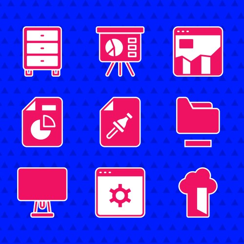 Set note paper with push button browser setting vector image
