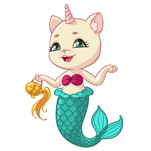 Cute Cat Mermaid Princess Vector Image