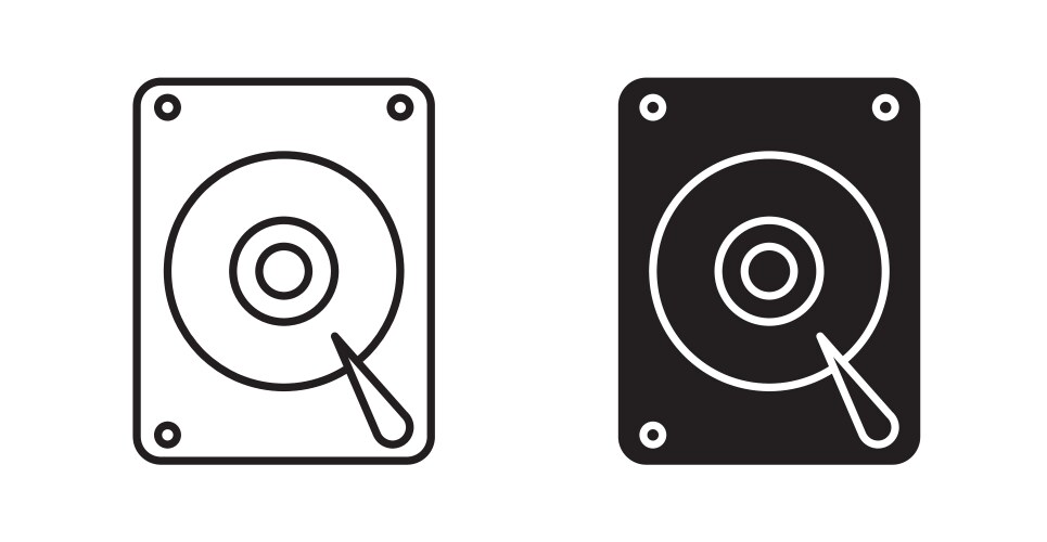 Hard disk icon set in thin line for web vector image