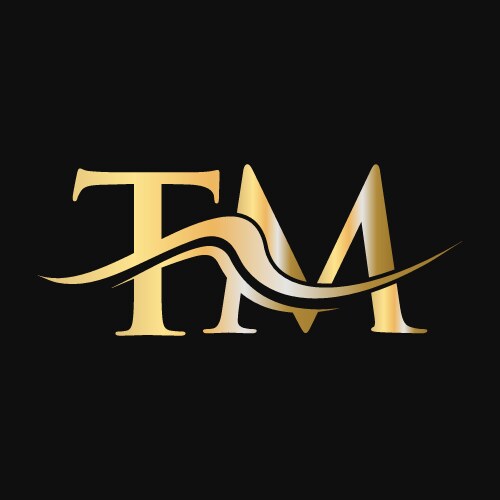 Tm logo design swoosh letter Royalty Free Vector Image