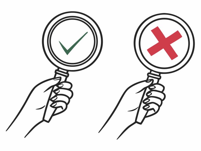 Hand holding magnifying glass with check mark Vector Image