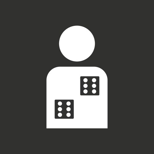 White icon on black background dice in man vector image