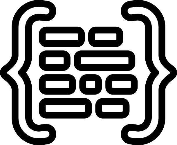 Code brackets with letters nlp line icon vektorbild
