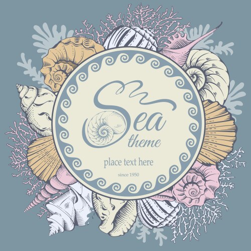 Shell Background Vector Sea background with shell Royalty Free Vector Image