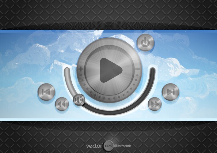Abstract technology app icon with music button vector image