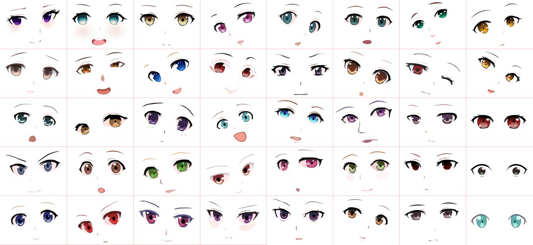 Cute anime eyes in manga style Royalty Free Vector Image