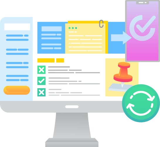 Task synch icon in different device vector image
