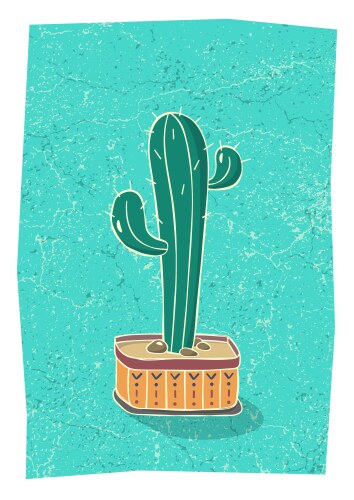 Cute Cactus in Floral Pot Vector Image