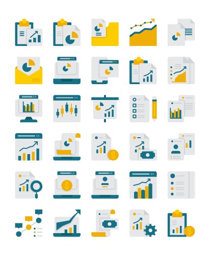 Set of document report flat icon element vector image