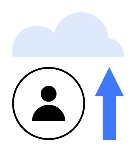 User data upload to cloud with upward arrow vector image