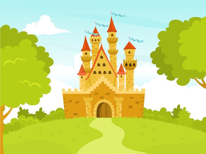 Fairy tale castle landscape Royalty Free Vector Image