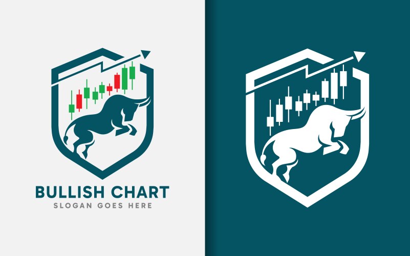 Bullish chart logo design trend vector image