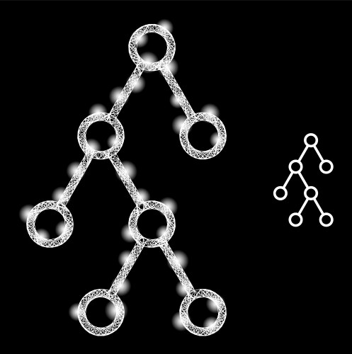 Polygonal 2d mesh binary hierarchy with lightspots vector image