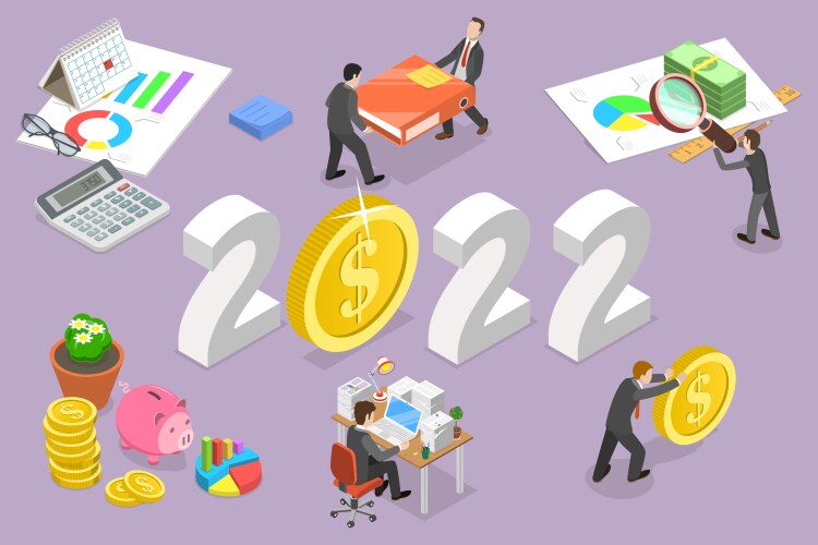 Financial accounting isometric flowchart Vector Image