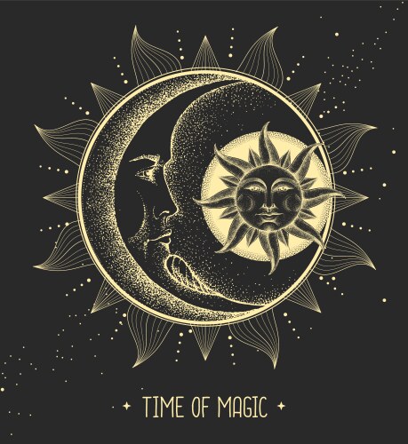Astrology Sun & Moon Witchcraft Card Vector Image