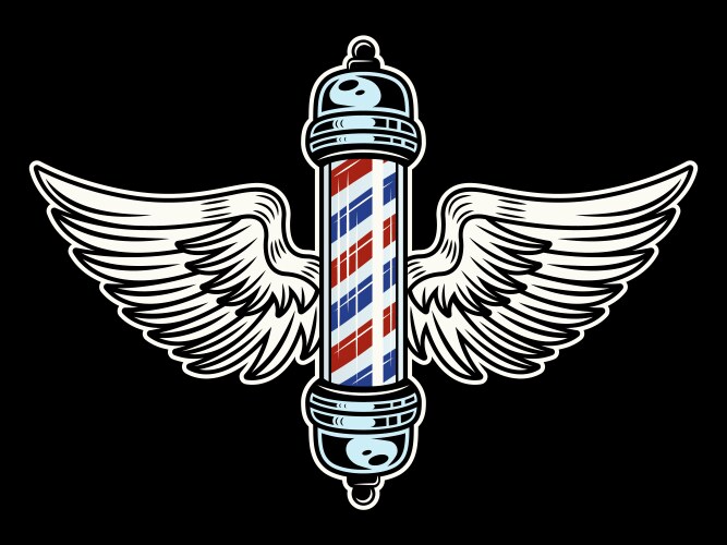 Barber Pole with Angel Wings Vector Image
