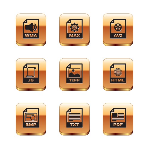 Set wma file document bmp txt tiff js and avi vector image