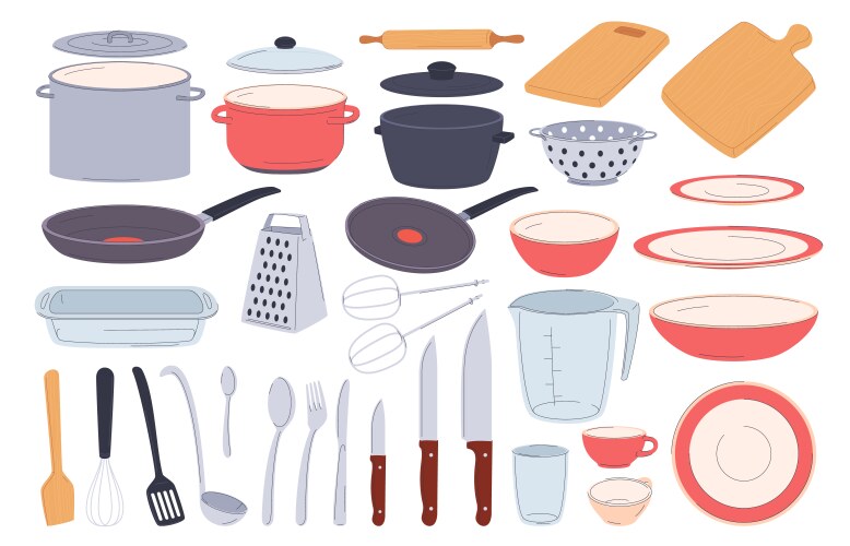 Kitchen tools kitchenware cooking baking Vector Image