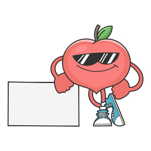 peach fruit with sunglasses cartoon vector image