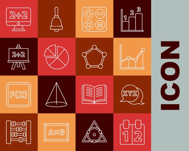 Set line mathematics function cosine calculator vector image