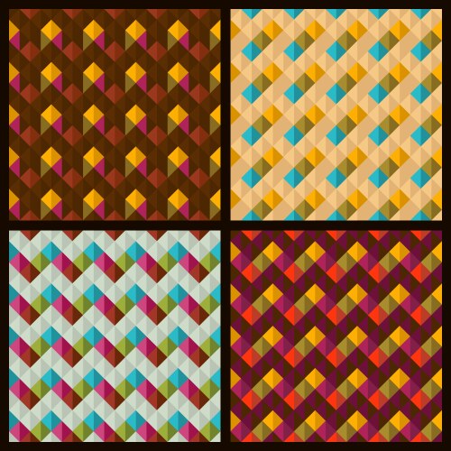 Set of patterns with rhombuses and zigzags vector image