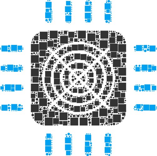 Asic processor composition of squares and circles vector image