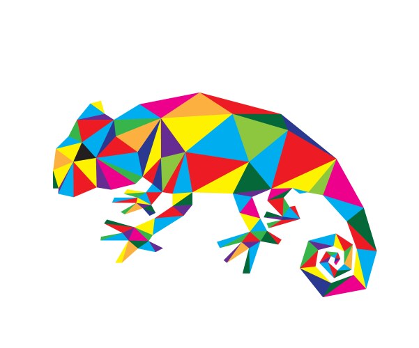 Colorful Polygon Chameleon Vector Image