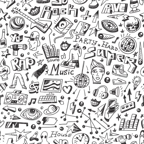 Music notes black and white seamless pattern Vector Image