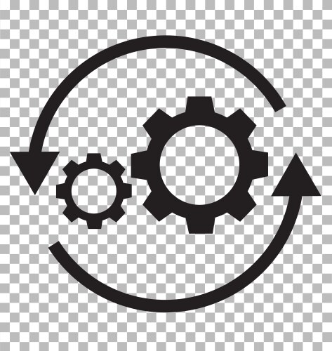 Workflow icon on transparent flat style gear vector image
